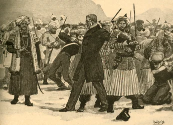 Inbeslagname van Sir William Macnaghten door Akbar Khan, Afghanistan, 1841 ca. 1890