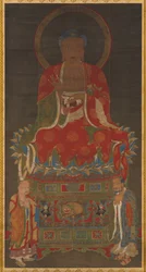 Shakyamuni Triade: Boeddha bijgestaan door Manjushri en Samantabhadra, 1300s
