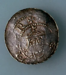 Zilveren denarius van de stad Hildesheim, Duitsland, c1045-c1056