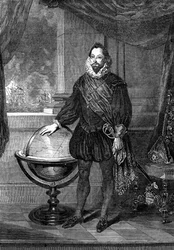 Sir Francis Drake, 16e-eeuwse navigator, zeeman en piraat, 1851