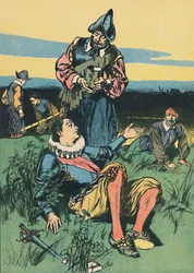 Sir Philip Sidney en de stervende soldaat, ca. 1907