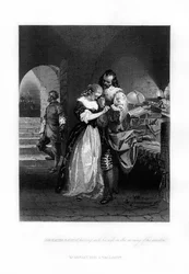 Sir Walter Raleigh neemt afscheid van zijn vrouw op de ochtend van zijn executie, 1618, 1872