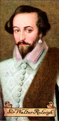 Sir Walter Raleigh, uit een serie sigarettenkaartjes, 1935