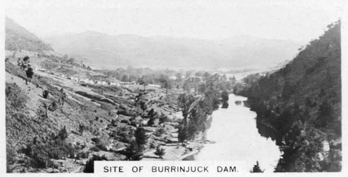 Locatie van de Burrinjuck Dam, New South Wales, Australië, 1928