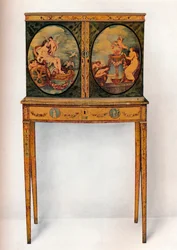 Kleine Mahoniehouten Kast op Standaard, ca. 1680