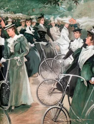 Dames van de Maatschappij Fietsen in Hyde Park, Londen