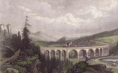 Zuidelijke Spoorweg. Viaduct Payerbach, Semmering