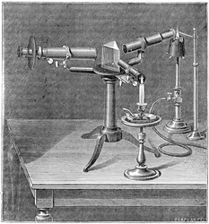 Spectroscopisch apparaat gebruikt door Robert Wilhelm Bunsen en Gustav Robert Kirchhoff, ca. 1895