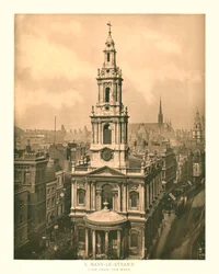 St Mary-le-Strand, uitzicht vanuit het westen, midden-late 19e eeuw