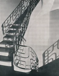 Trapleuning in monelmetaal ontworpen voor een residentie in New York, 1933
