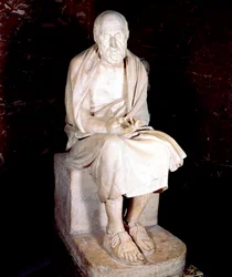 Standbeeld van zittende man, gezegd te zijn Herodotus, oude Griekse historicus