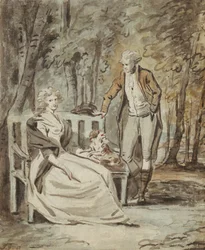 Studie voor een Portret: Een Dame en een Heer in een Park