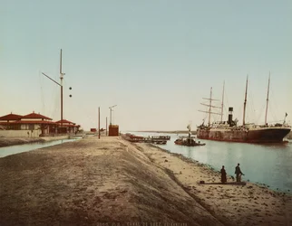 Suezkanaal bij El Qantara, ca. 1900