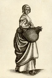 Zweedse vrouw in klompen, 1640, 1937