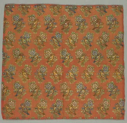 Taffetafragment met Gul-u-Bulbul Roos en Nachtegaalpatroon, 1700s