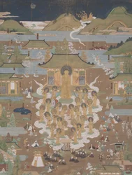 Taima Tempel Mandala- Amida verwelkomt Chūjōhime in het Westelijke Paradijs