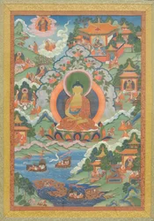 Thanka met Boeddha, 19e eeuw