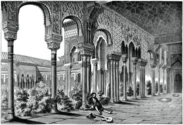 Het Alhambra Paleis, Granada, Spanje, 1870