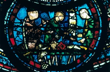De slagers, glas-in-lood, kathedraal van Chartres, Frankrijk, 1194-1260