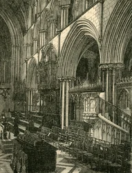 Het koor van de Worcester Cathedral, 1898