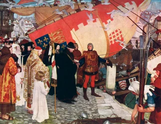 Het vertrek van John en Sebastian Cabot op hun eerste ontdekkingsreis