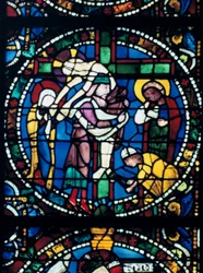 De Kruisafneming, glas-in-lood, Kathedraal van Chartres, Frankrijk