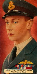 De hertog van York toen hij een Flight Lieutenant was in de RAF, ca. 1918