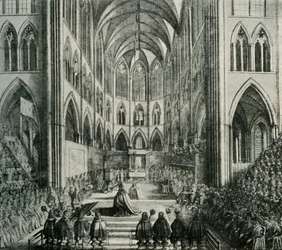 De troonsbestijging van koning Karel II, 1902.