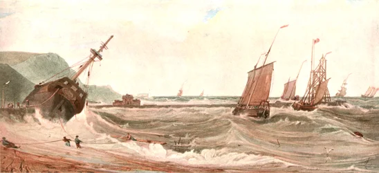 De ingang van de haven van Boulogne, c1900