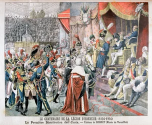 De eerste uitreiking van de kruisen van het Legioen van Eer, 1804