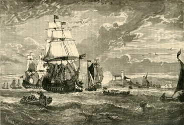 De eerste vloot van de Oost-Indische Compagnie vertrekt uit Woolwich, 1601, 1890