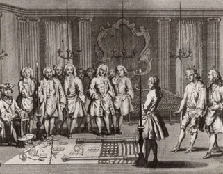 De inwijdingsceremonie van de Franse vrijmetselaars, 18e eeuw