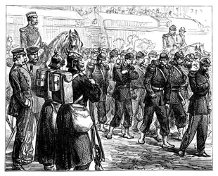 De Franse troepen verlaten Metz, ca. 1870