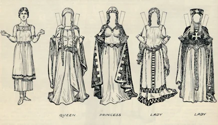 De Galerij van Britse Kostuums: Soorten Kleding in de Vroege Plantagenettijd, c1934