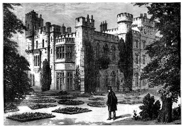 De tuin, kasteel Hawarden, Flintshire, Wales