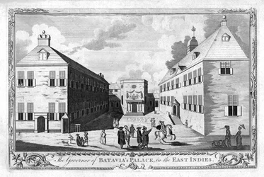 Het paleis van de gouverneur van Batavia, in de Oost-Indië