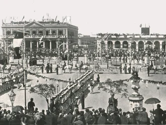 Het Grote Plein op een feestdag, Montevideo, Uruguay