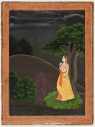 De Heldin Die Angstig Wacht op Haar Afwezige Minnaar Utka Nayaka, ca. 1750-55