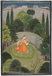 De Heldin Die Angstig Wacht op Haar Afwezige Geliefde Utka Nayika, ca. 1760-1765