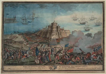 Het keizerlijke Russische leger voor de Turkse haven Ochakov, 1790