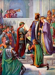 De investituur van de Zwarte Prins als Ridder van de Kousenband, 1348, c1920