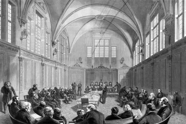 Het nieuwe kantoor van de Londense schoolraad aan de Thames Embankment, Londen, 1875