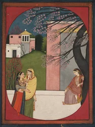 De verliefde heldin, uit een Sat Sai van Bihari, 1780-90