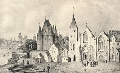 Het Huis van de Luitenant en de Kerk van St. Landry in 1540, 1915
