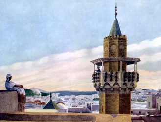 De Muezzin in zijn Minaret roept de Gelovigen tot Gebed, 1926