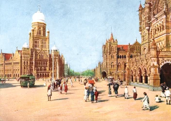 De gemeentelijke kantoren en Victoria Terminus, Bombay, India