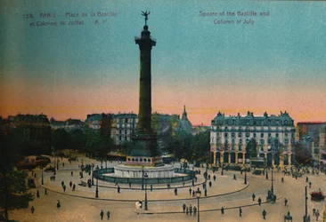De Place de la Bastille en de Julikolom, Parijs, ca. 1920