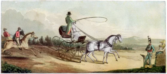 De prins-regent rijdt mevrouw Q naar Brighton, laat 18e of begin 19e eeuw
