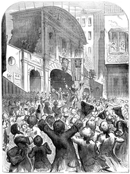 De Prins van Wales drinkt succes op de oorlog bij Temple Bar, Londen, 18e eeuw, 19e eeuw