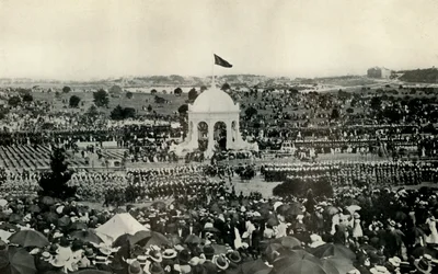 De Proclamatie van het Gemenebest van Australië in Sydney op 1 januari 1901, c1930